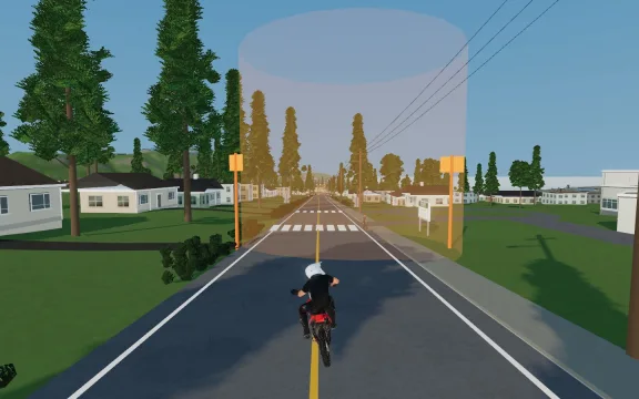 Actual Departure Bay Speedway gameplay showing a dirt bike on the Nanaimo road.